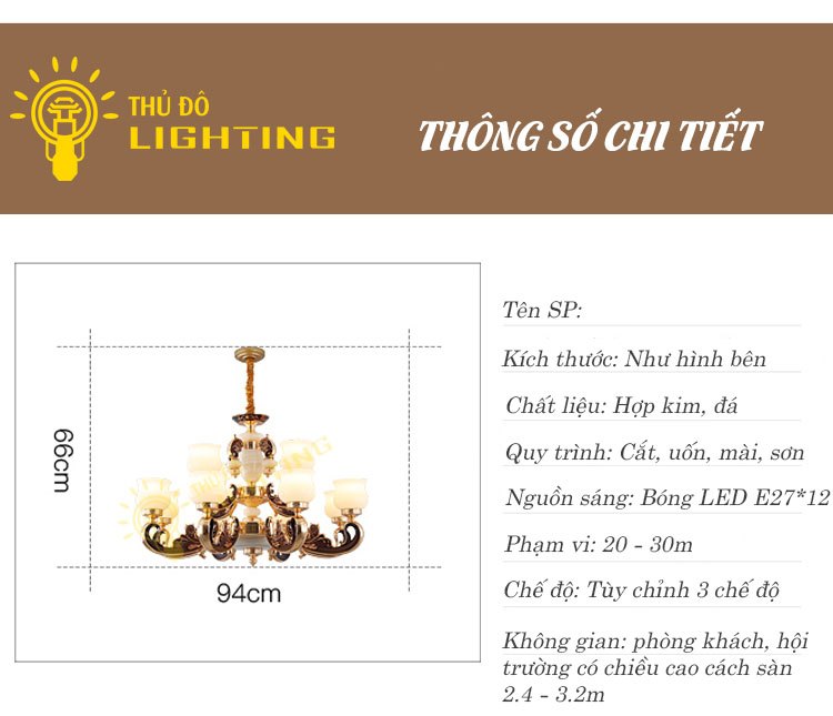 Đèn chùm chao đá
