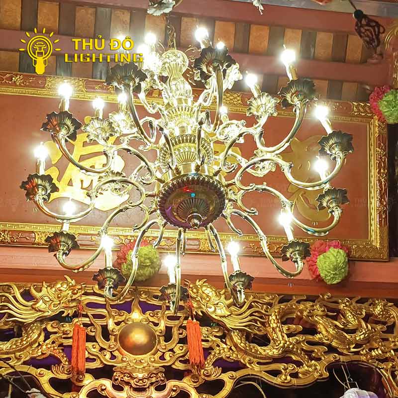 Đèn Chùm Nến Đồng 1243-25 Thủ Đô Đèn