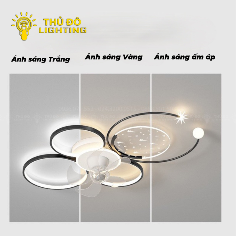 Đèn Quạt Ốp Trần X6 (Đen/ Vàng)