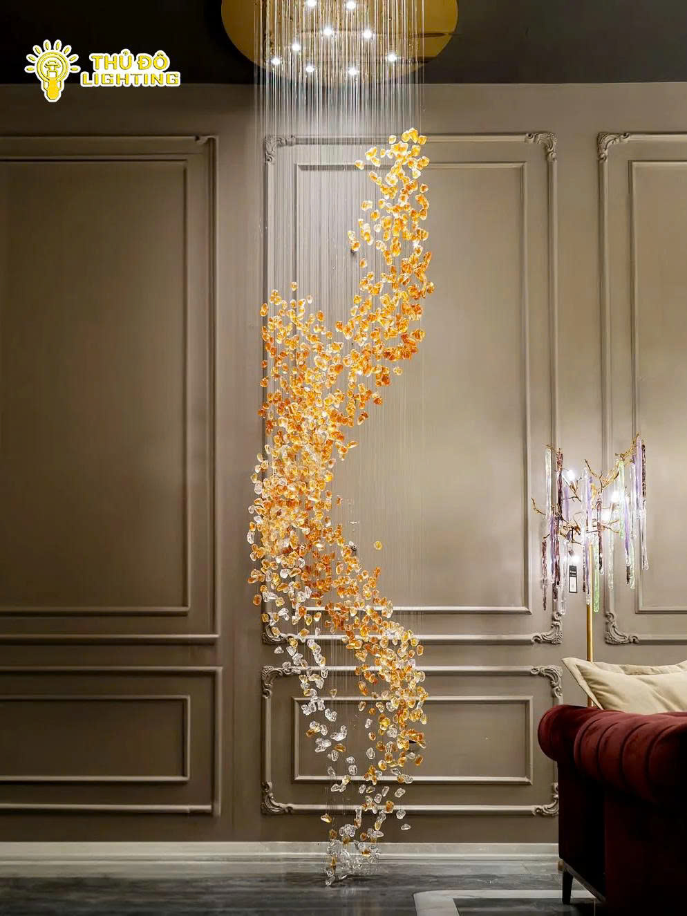 Đèn Chùm Thông Tầng Pha Lê Crystal 9088 D800*H3000